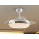 Lustre cu ventilator - Lustra LED cu Ventilator si telecomanda, lame retractabile HERON alb/auriu