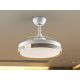 Lustre cu ventilator - Lustra LED cu Ventilator si telecomanda, lame retractabile HERON alb/auriu