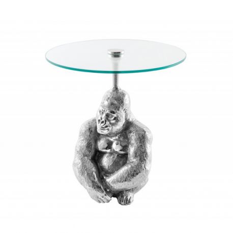Masute Living - Masuta auxiliara design unicat Kong 45cm, argintiu