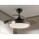 Lustre cu ventilator - Lustra LED cu Ventilator si telecomanda, lame retractabile HERON negru/auriu