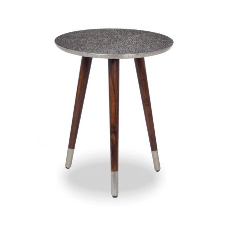 Masute Living - Masuta auxiliara design unicat Alcasar 50cm, argintiu antic