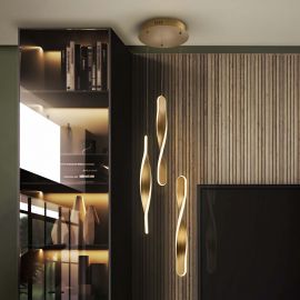 Pendule, Lustre suspendate - Lustra LED suspendata design modern Twist auriu