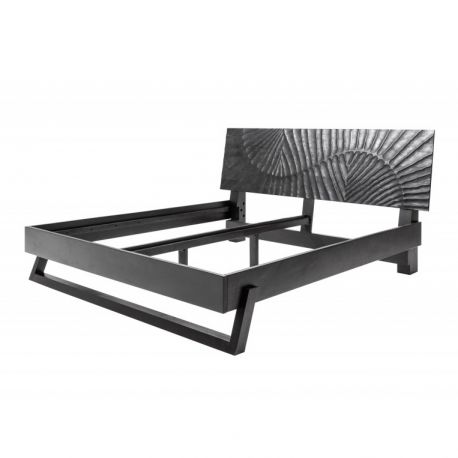 Paturi - Pat dublu din lemn de mango Scorpion 180x200cm, negru