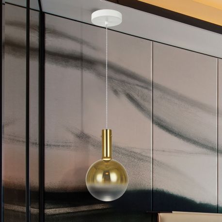 Pendule, Lustre suspendate - Pendul LED design modern Matices alb/auriu