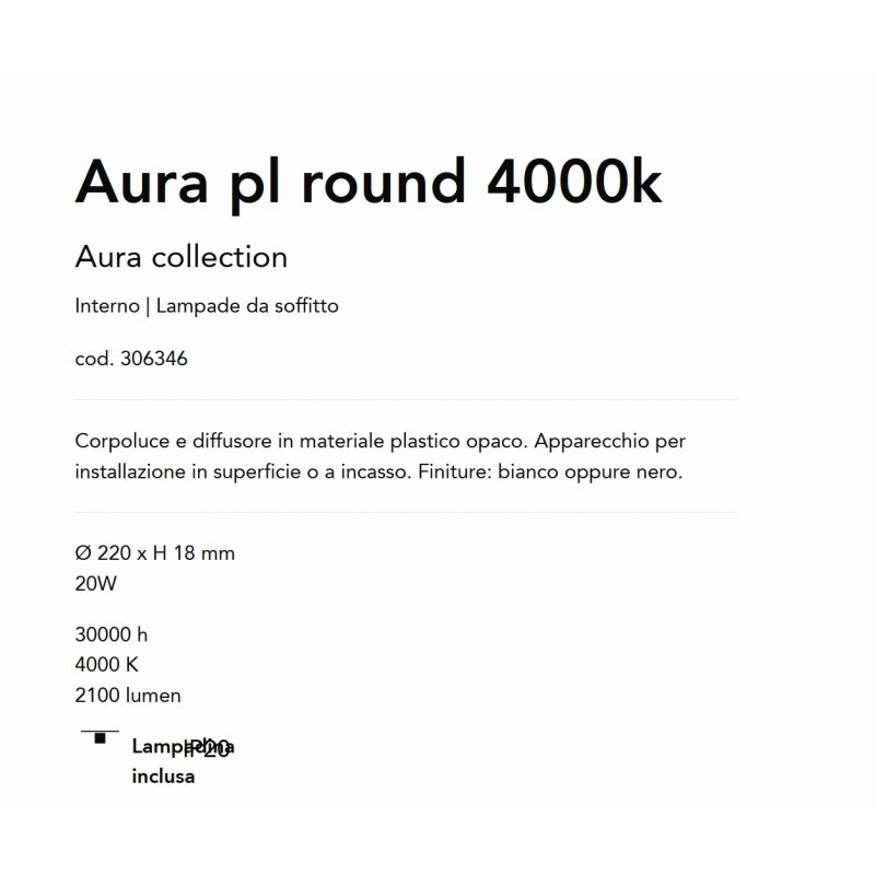 AURA PL ROUND 4000K NERO