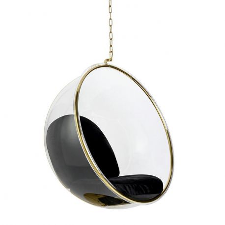 Fotolii - Balansoar, Scaun suspendat modern Ball Velvet auriu/ negru
