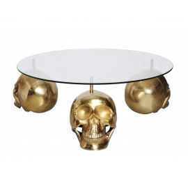 Masute Living - Masuta de cafea design unicat Skull 90cm gold