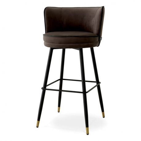 Scaune Bar - Scaun de bar pivotant design LUX Grenada, catifea Savona gri