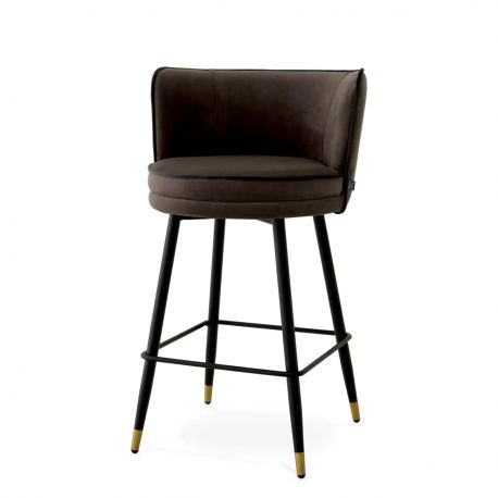 Scaune Bar - Scaun de bar pivotant design LUX Grenada Counter, catifea Savona gri