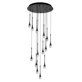 Corpuri de iluminat Lustre pentru casa scarii - Lustra LED XXL suspendata design decorativ DALMA 14 round BK