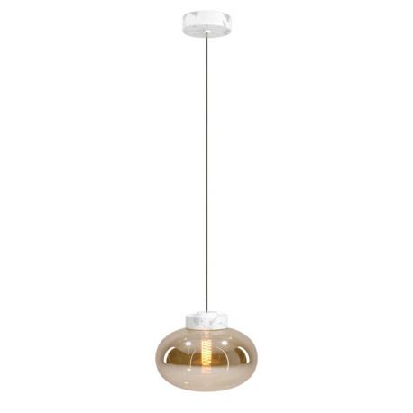 Pendule, Lustre suspendate - Pendul modern din sticla si marmura MOONSTONE chihlimbar, alb