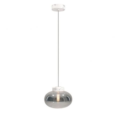 Pendule, Lustre suspendate - Pendul modern din sticla si marmura MOONSTONE fumuriu, alb