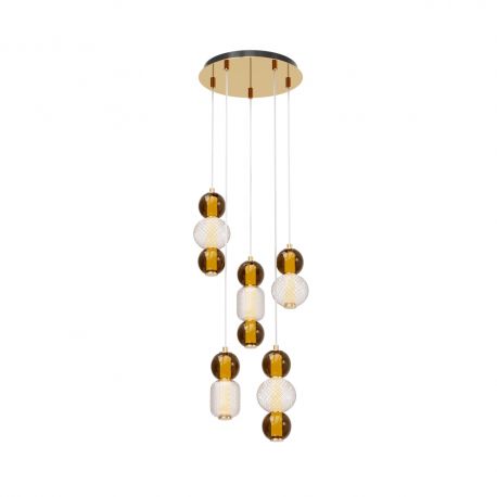 Pendule, Lustre suspendate - Lustra LED suspendata design modern decorativ Drop 5L auriu