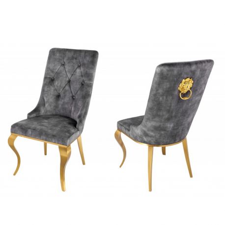 Seturi scaune, HoReCa - Set 2 scaune stil baroc Modern Barock, gri/ auriu