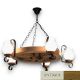 Candelabre, Lustre - Candelabru rustic fabricat manual din lemn Roata 5L