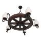 Candelabre, Lustre - Candelabru rustic fabricat manual din lemn Roata 5L