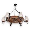 Candelabru rustic fabricat manual din lemn Roata 6L