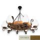 Candelabre, Lustre - Candelabru rustic fabricat manual din lemn Roata 8L