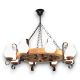 Candelabre, Lustre - Candelabru rustic fabricat manual din lemn Roata 8L