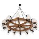 Candelabre, Lustre - Candelabru rustic fabricat manual din lemn Roata 12L