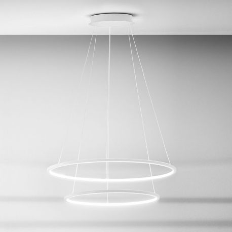 Pendule, Lustre suspendate - Lustra LED circulara cu 2 inele 80/60cm ERIKA