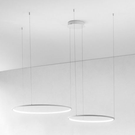 Pendule, Lustre suspendate - Lustra LED circulara cu 2 inele 80/60cm ERIKA