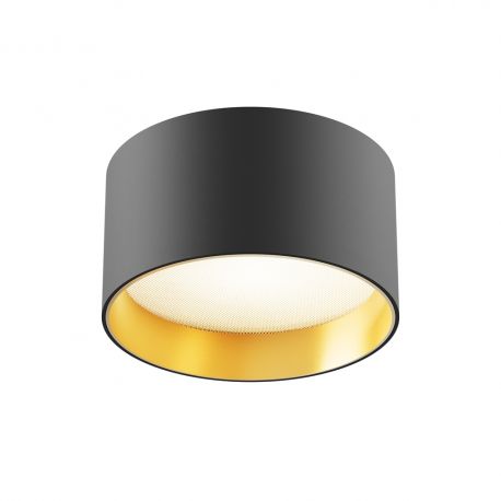 Plafoniere cu spoturi, Spoturi aplicate - Spot LED aplicat design tehnic Vega D-12cm negru/auriu