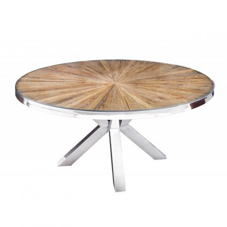 Mese dining - Masa design high-tech din metal si lemn masiv, Barracuda 140cm