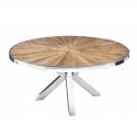 Masa design high-tech din metal si lemn masiv, Barracuda 120cm