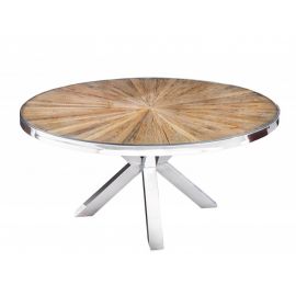Masa design high-tech din metal si lemn masiv, Barracuda 120cm