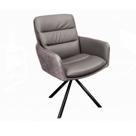 Scaune - Set 2 scaune pivotante Big George, microfibra/ piele taupe