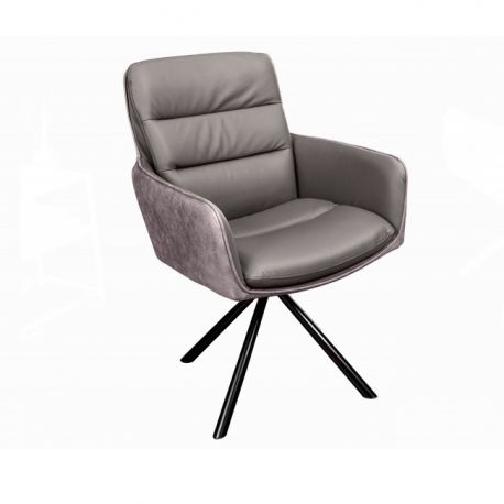 Scaune - Set 2 scaune pivotante Big George, microfibra/ piele taupe