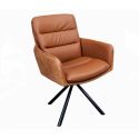 Set 2 scaune pivotante Big George, microfibra/ piele coniac
