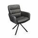 Scaune - Set de 2 scaune pivotante Big George, microfibra/ piele gri