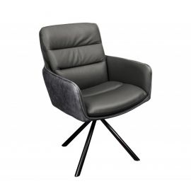 Scaune - Set de 2 scaune pivotante Big George, microfibra/ piele gri