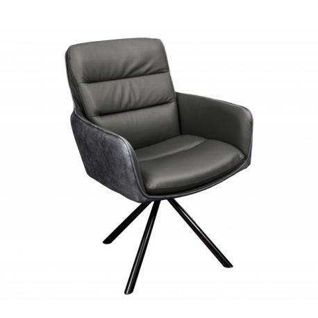 Scaune - Set de 2 scaune pivotante Big George, microfibra/ piele gri