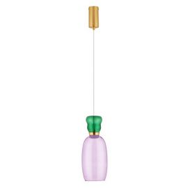 Pendul LED, Lustra design modern Pluma verde/ violet