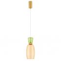 Pendul LED, Lustra design modern Pluma verde deschis/ galben