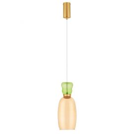 Pendul LED, Lustra design modern Pluma verde deschis/ galben