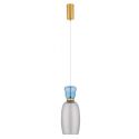 Pendul LED, Lustra design modern Pluma albastru deschis/ cyan