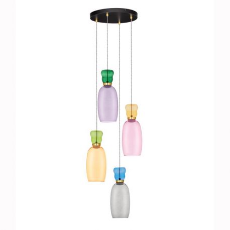 Pendule, Lustre suspendate - Lustra cu 4 pendule LED design modern Pluma multicolor