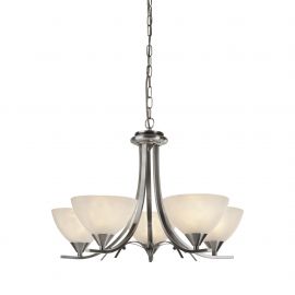 Candelabre, Lustre - Candelabru cu 5 brate design clasic Belle argintiu/alabastru