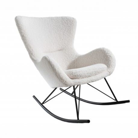 Scaune - Scaun balansoar modern Scandinavia boucle alb