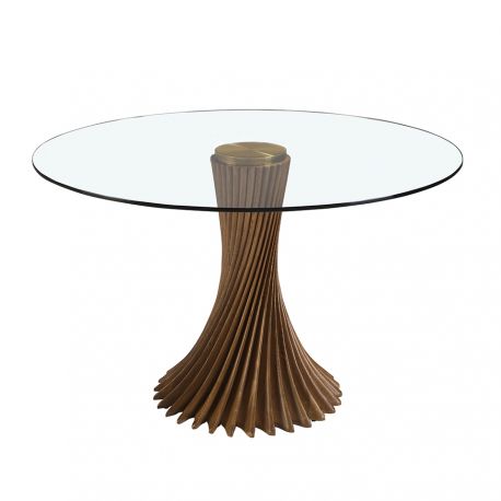 Mese dining - Masa rotunda design modern deosebit Glass and Walnut 130cm