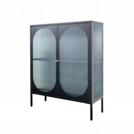 Vitrine - Vitrina moderna din metal si sticla Paris 110cm negru