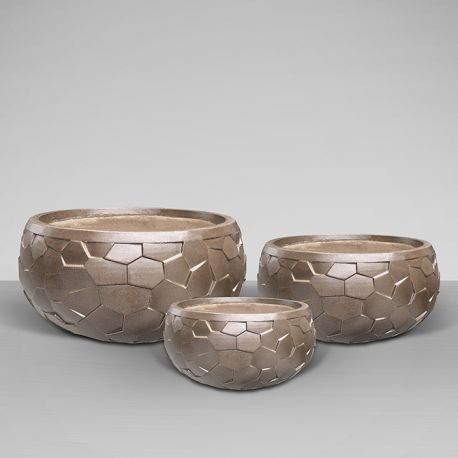 Ghivece - Set de 3 ghivece pentru flori Canela bronz