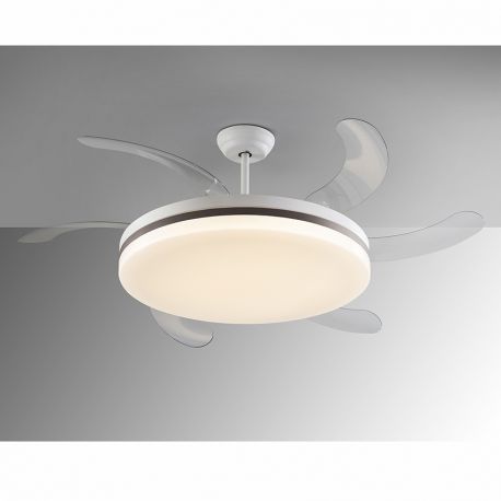 Lustre cu ventilator - Lustra LED cu Ventilator si telecomanda, lame retractabile Vento alb/ bronz