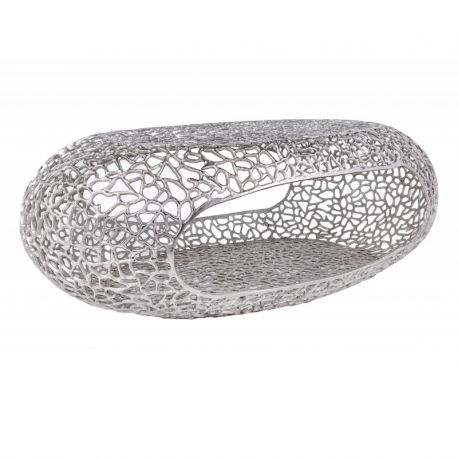 Masute Living - Masuta de cafea design frunza Organic 120cm argintiu
