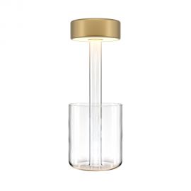 Lampa portabila cu baterii cu baza in forma de vaza AI design auriu/ transparent