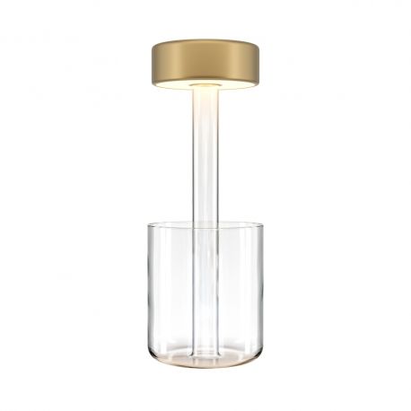 Veioze - Lampa portabila cu baterii cu baza in forma de vaza AI design auriu/ transparent